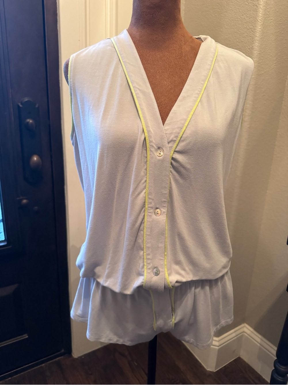 Eberjey Gisele Teddy Sleep Romper M Gray Lime Modal